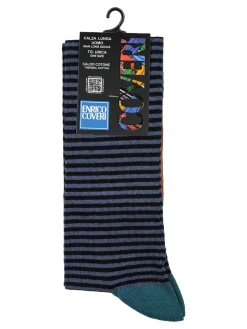 Enrico Coveri Calze lunghe da uomo a righe - jeans