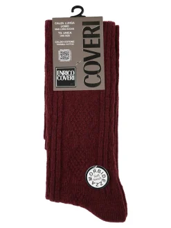 Enrico Coveri Calze lunghe da uomo morbide in caldo cotone - bordeaux