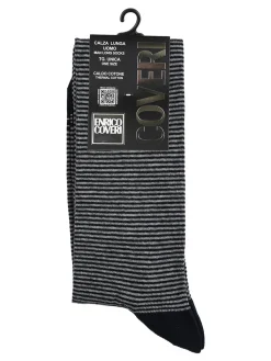 Enrico Coveri Calze lunghe rigate da uomo in caldo cotone - blu scuro