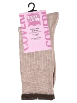 Enrico Coveri Calze midi donna con bordo lurex - khaki