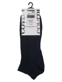 Enrico Coveri Calze sneakers da donna in cotone mercerizzato - blu scuro