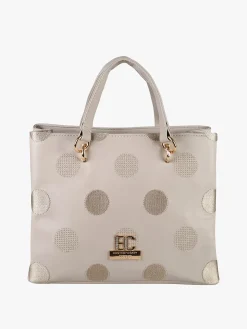 Enrico Coveri Contemporary Borsa donna mini tote in ecopelle con logo di strass - naturale