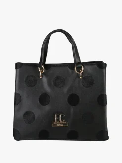 Enrico Coveri Contemporary Borsa donna mini tote in ecopelle con logo di strass - nero