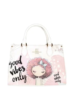 Enrico Coveri Contemporary Borsa frame da donna in ecopelle con stampa disegno - bianco