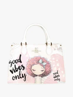 Enrico Coveri Contemporary Borsa frame da donna in ecopelle con stampa disegno - bianco