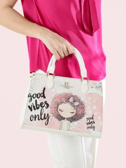 Enrico Coveri Contemporary Borsa frame da donna in ecopelle con stampa disegno - bianco