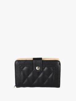 Enrico Coveri Contemporary Portafoglio trapuntato da donna con logo - nero