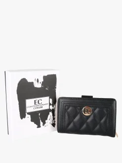 Enrico Coveri Contemporary Portafoglio trapuntato da donna con logo - nero