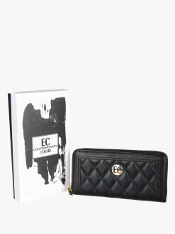 Enrico Coveri Contemporary Portafoglio trapuntato da donna con logo - nero