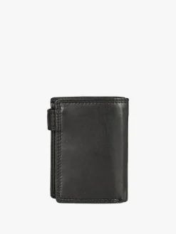 Enrico Coveri Contemporary Portafoglio verticale in pelle da uomo con bottone - nero