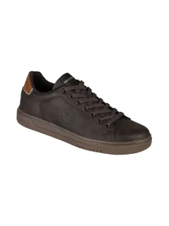 Enrico Coveri Sneakers stringate da uomo in ecopelle nabuk - moro