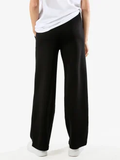 Essenziale Milano Pantaloni donna a palazzo in felpa con cucitura in rilievo - nero