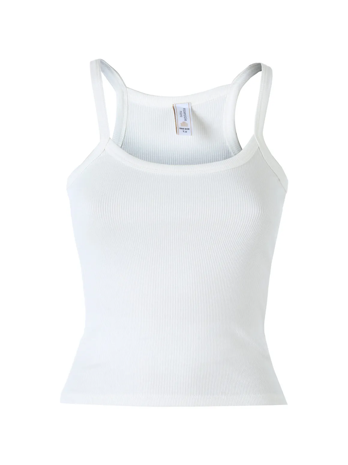 Essenziale Milano Top donna a coste con spalline strette e scollo vogatore - bianco