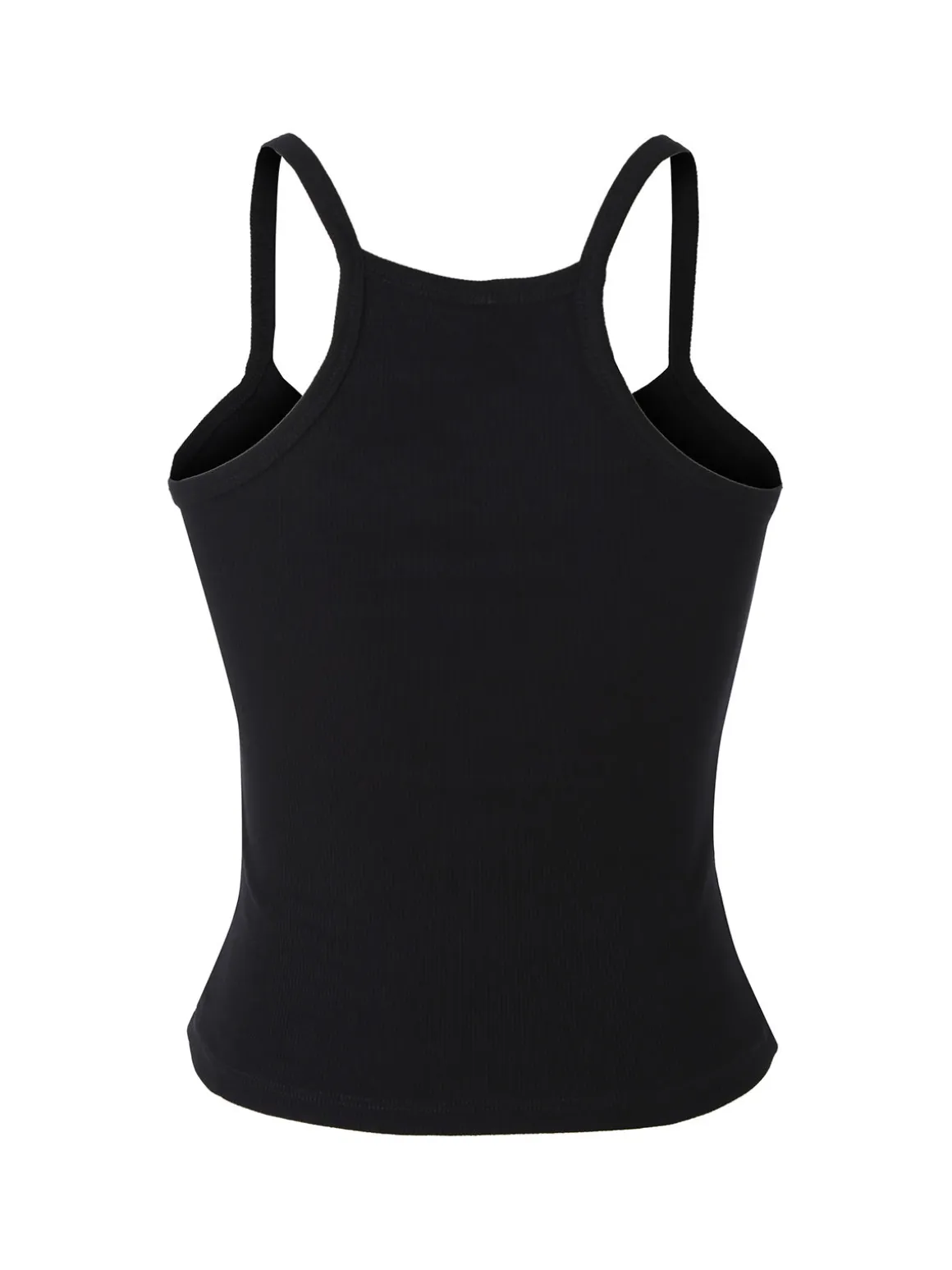 Essenziale Milano Top donna a coste con spalline strette e scollo vogatore - nero