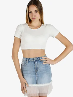 Essenziale Milano T-shirt cropped donna a costine