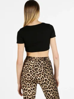 Essenziale Milano T-shirt cropped donna a costine