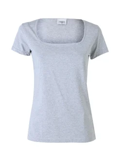 Essenziale Milano T-shirt da donna in cotone con scollo quadrato - grigio