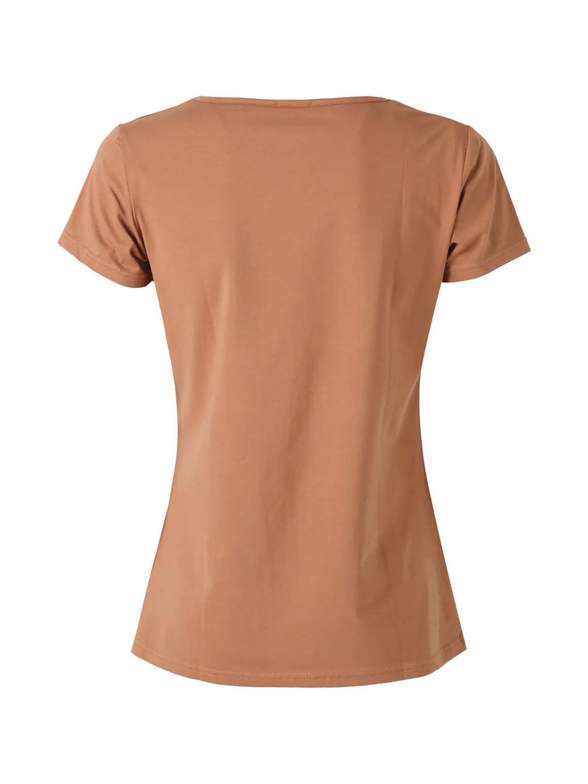 Essenziale Milano T-shirt da donna in cotone con scollo quadrato - cammello