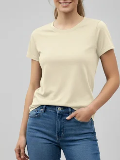 Essenziale Milano T-shirt girocollo da donna in cotone - giallo