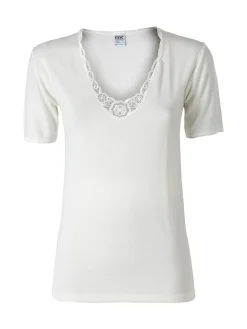 Esse Speroni Maglia intima donna in lana e cotone con dettagli macramè - bianco