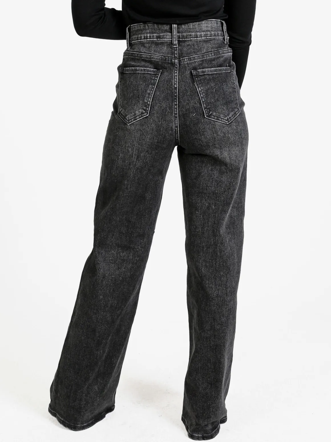 Farfallina Jeans donna a vita alta con finale a zampa - nero