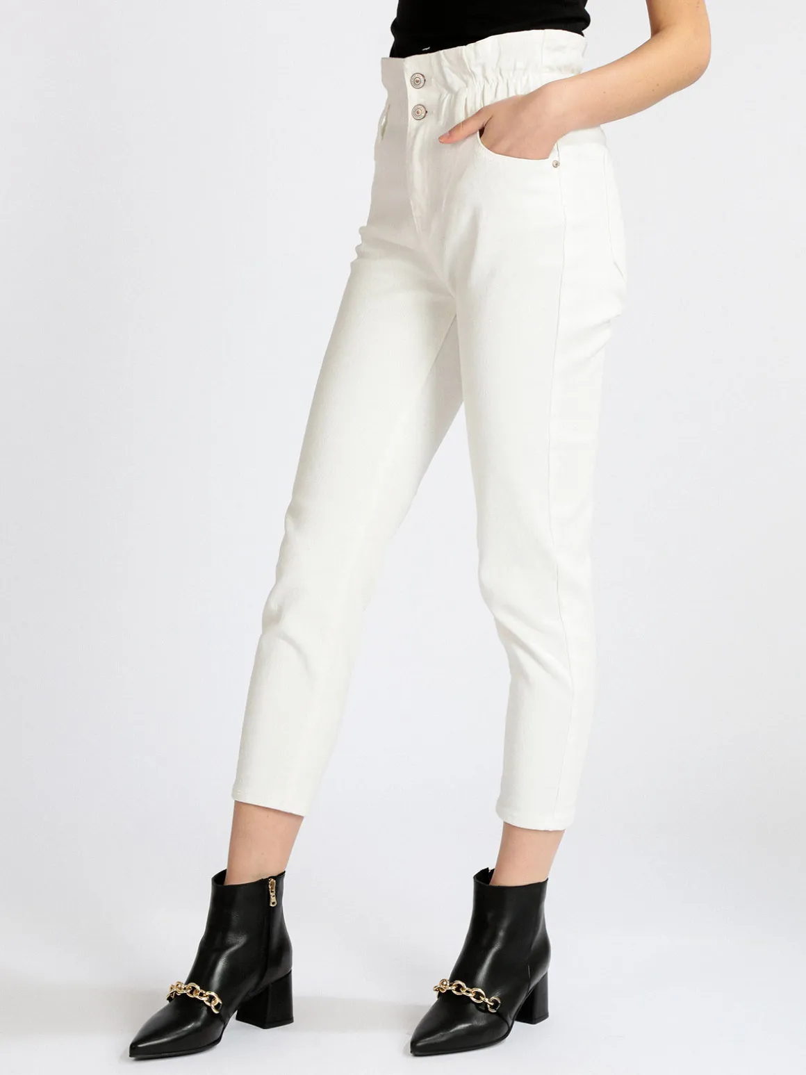 Farfallina Jeans donna bianchi mom fit