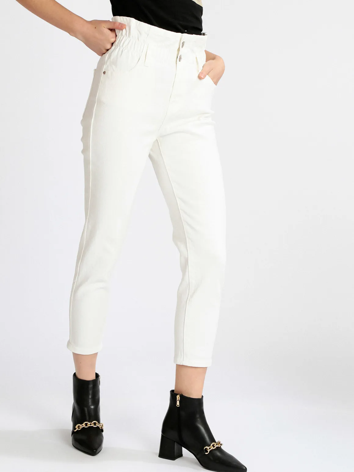 Farfallina Jeans donna bianchi mom fit