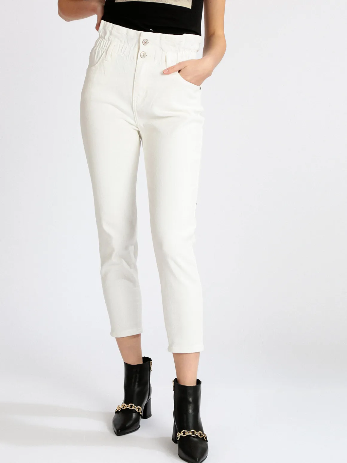 Farfallina Jeans donna bianchi mom fit