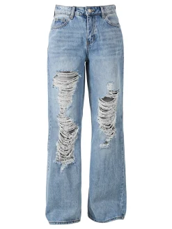 Farfallina Jeans donna con strappi a gamba larga - jeans