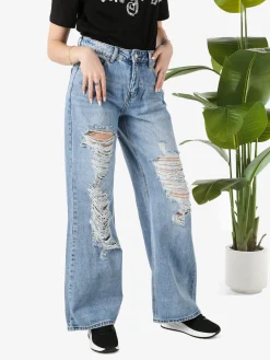 Farfallina Jeans donna con strappi a gamba larga - jeans