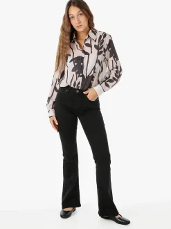 Farfallina Jeans donna flare a vita alta - nero