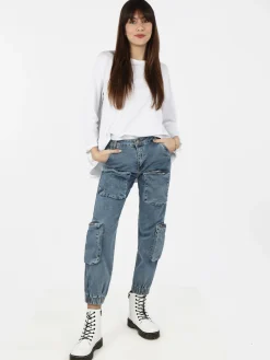 Farfallina Jeans donna multitasche con polsini