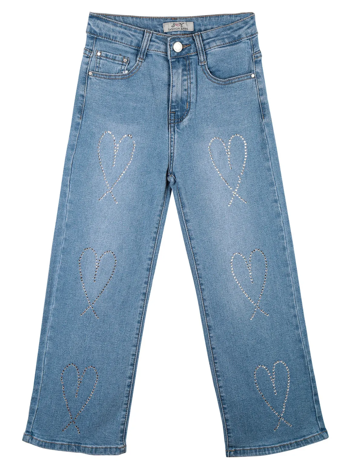 Fashion Jeans Jeans da bambina a gamba larga con strass