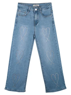 Fashion Jeans Jeans da bambina a gamba larga con strass