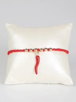 Fashion Jewelry Braccialetto in corda con cornetto portafortuna