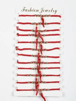 Fashion Jewelry Braccialetto in corda con cornetto portafortuna