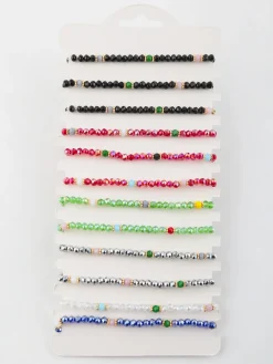 Fashion Jewrly Braccialetti con perline colorate. Confezione da 12
