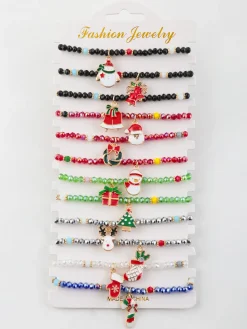 Fashion Jewrly Braccialetti con perline colorate. Confezione da 12