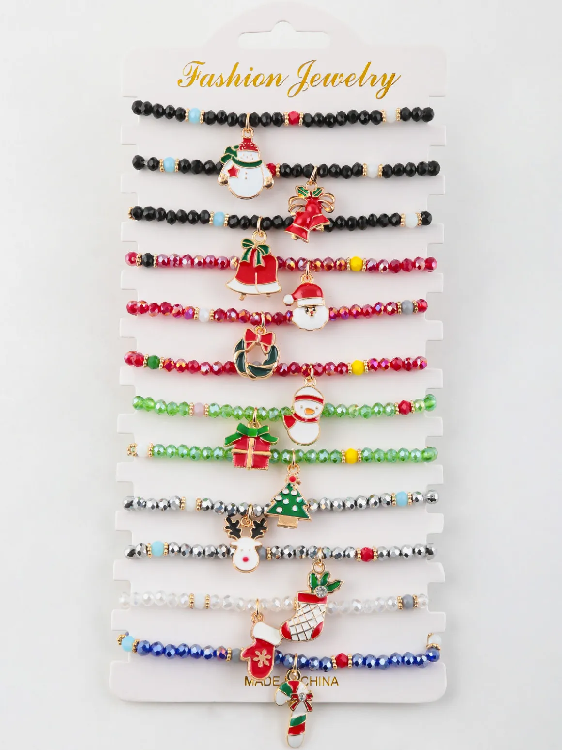 Fashion Jewrly Braccialetti con perline colorate. Confezione da 12