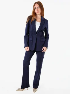 Fast Fashion Completo elegante da donna con blazer e pantaloni con finale a zampa - blu