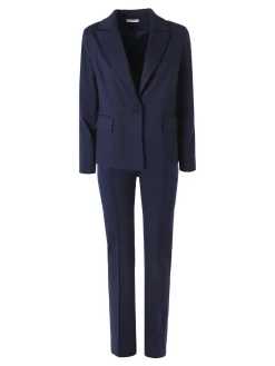 Fast Fashion Completo elegante da donna con blazer e pantaloni con finale a zampa - blu