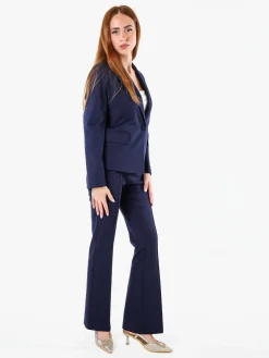 Fast Fashion Completo elegante da donna con blazer e pantaloni con finale a zampa - blu