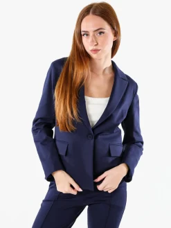 Fast Fashion Completo elegante da donna con blazer e pantaloni con finale a zampa - blu