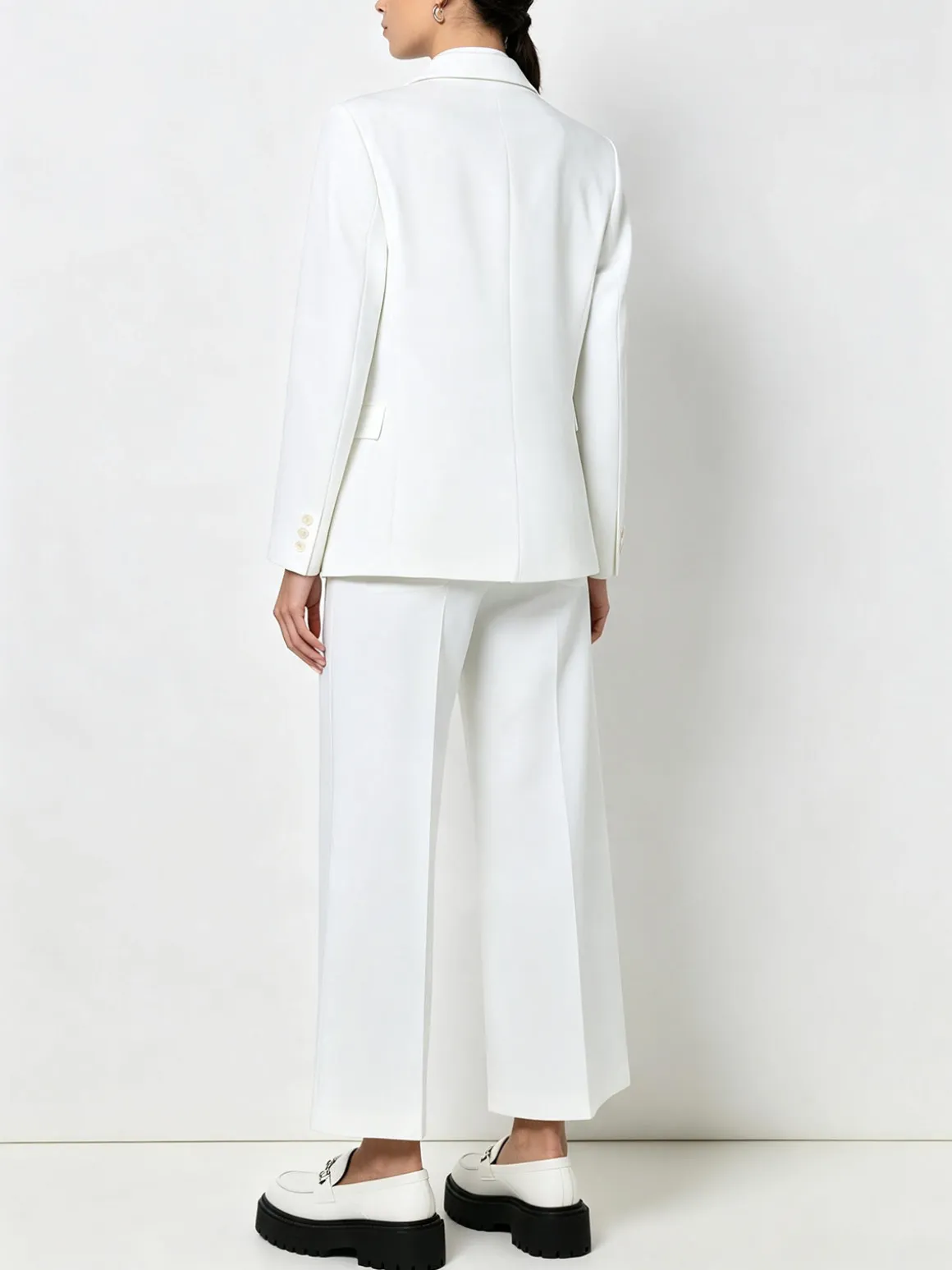 Fast Fashion Completo elegante da donna con blazer e pantaloni a gamba larga - panna
