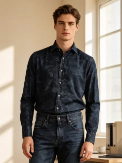 Fb Camicia da uomo con fantasia mimetica