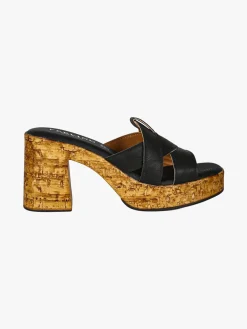 Feeling Ciabatte donna con tacco largo e plateau - nero