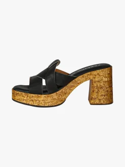 Feeling Ciabatte donna con tacco largo e plateau - nero