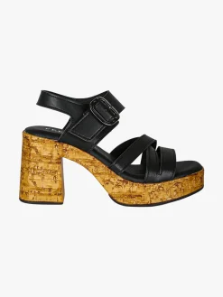 Feeling Sandali donna con fibbia tacco largo e plateau - nero
