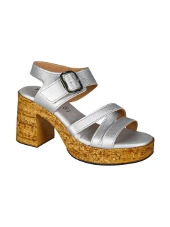 Feeling Sandali donna con fibbia tacco largo e plateau - argento