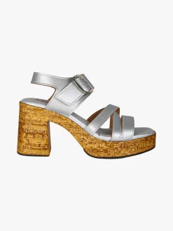 Feeling Sandali donna con fibbia tacco largo e plateau - argento